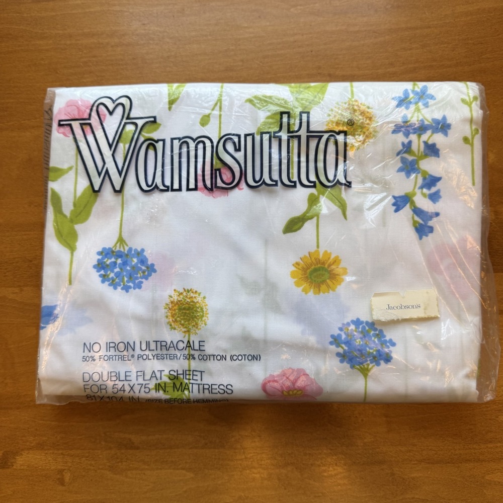 VTG Wamsutta Wildflower Composé Dbl Full Flat Sheet Floral Granny Cottage Core